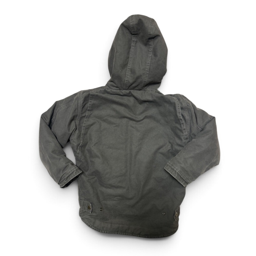Berne Youth Boys Small 7-8 Brown Canvas Sherpa Lined Hooded Work Jacket BHJ42TNM